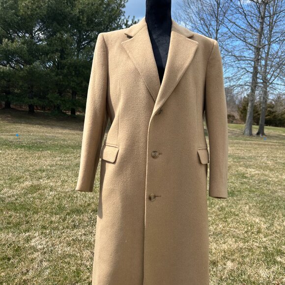 Vintage Yves Saint Laurent Men’s Brown Tweed Overcoat Size M/L - Picture 8 of 9